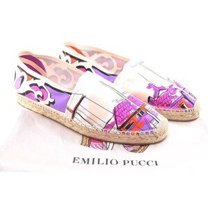 Men Rare Emilio Pucci Silk Espadrille Loafers 44 New